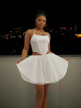 2pcs/Set Women Solid Halter Top And Mini Skirt